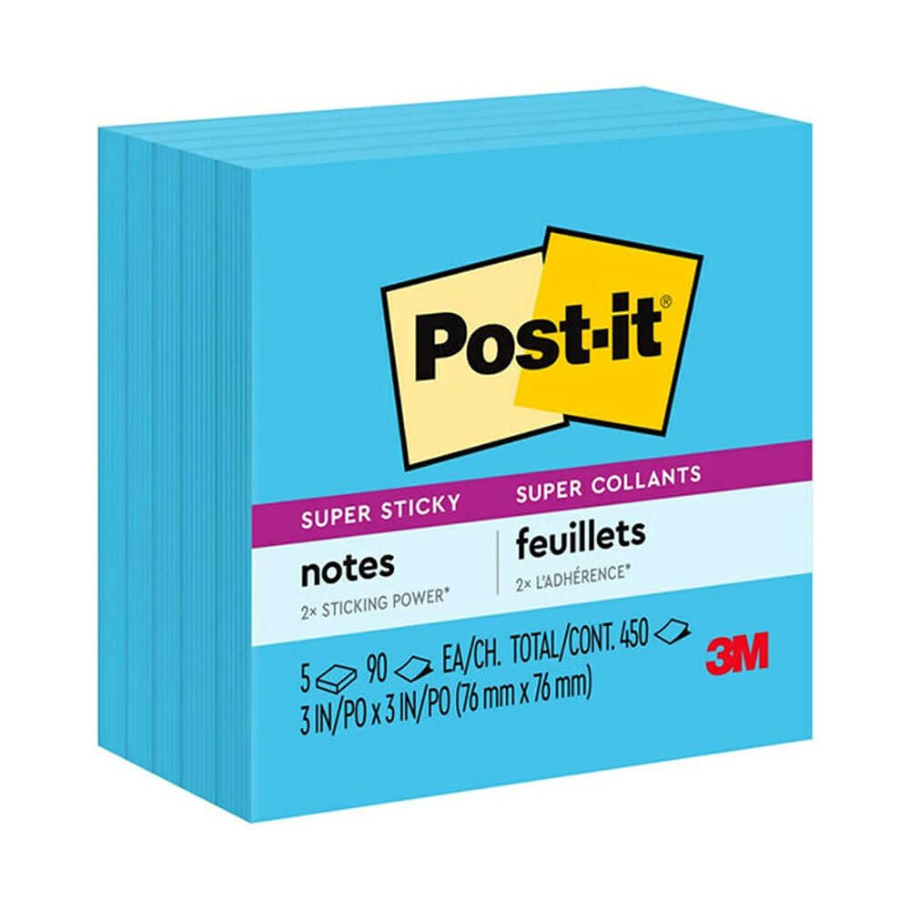 Post-it Super Sticky Notes 76x76mm (5pk)