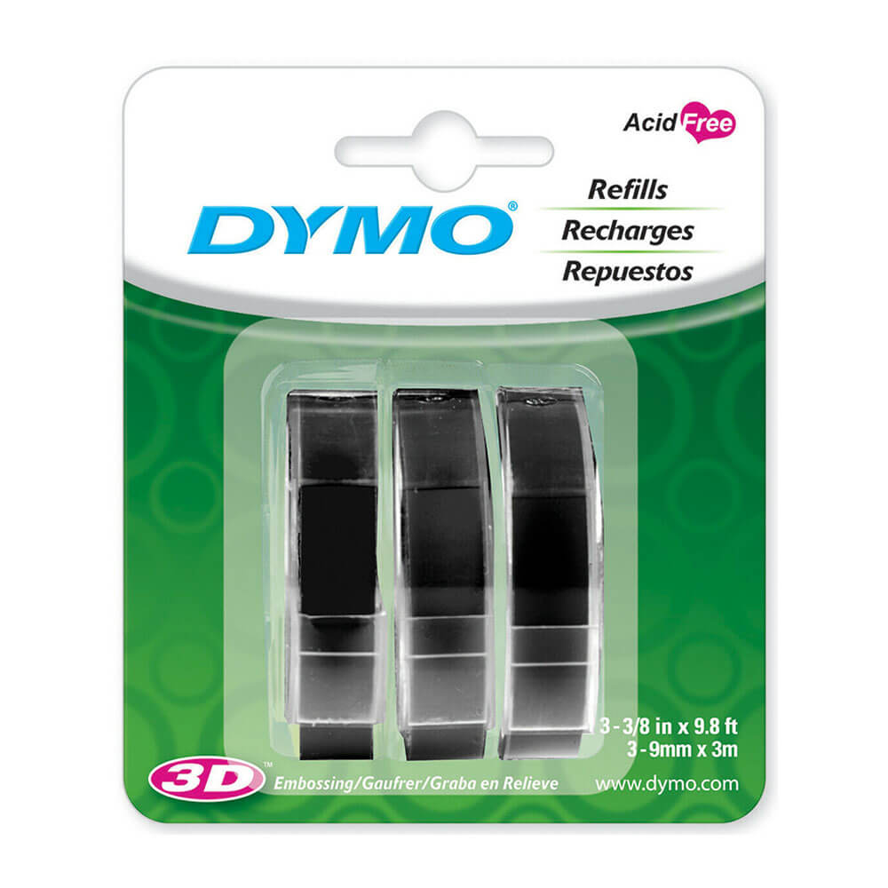 Étiquette de ruban à relief dymo 9 mmx3m (3pk)