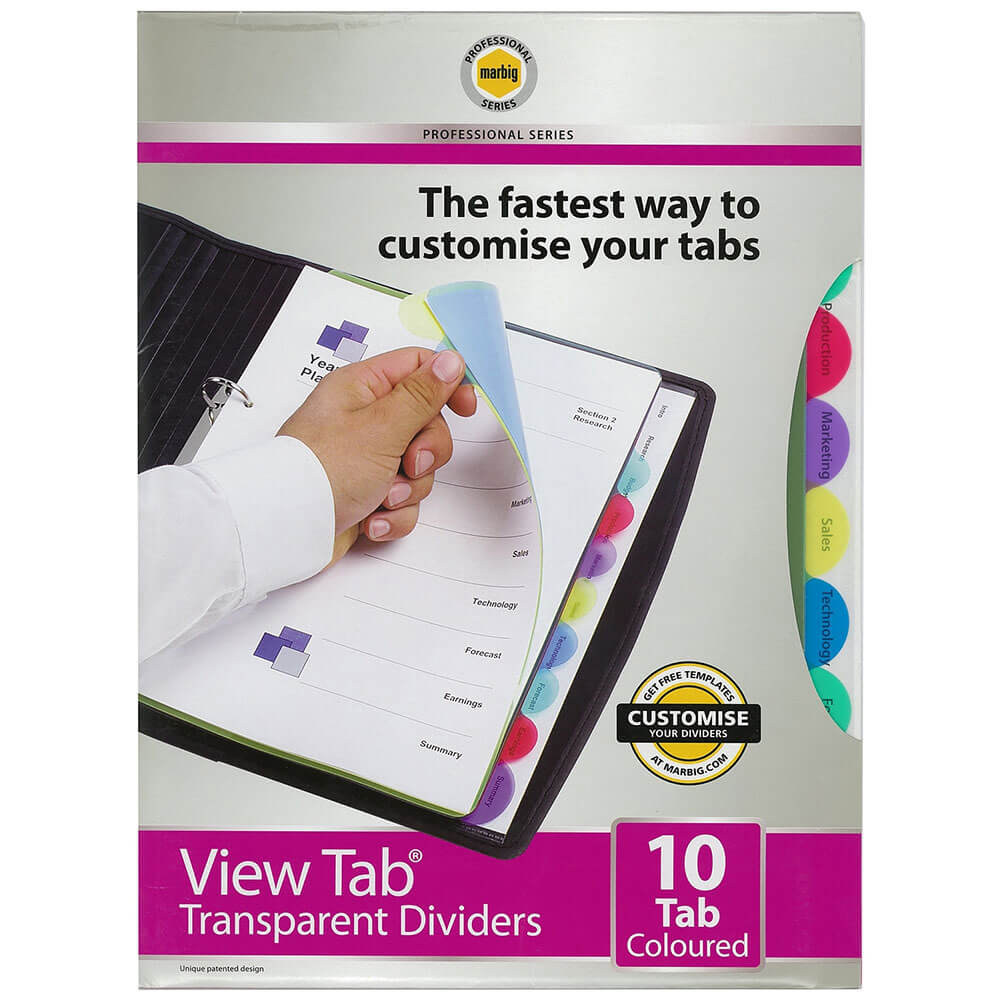 Marbig View Tab Transparente Divider A4 (farvet)