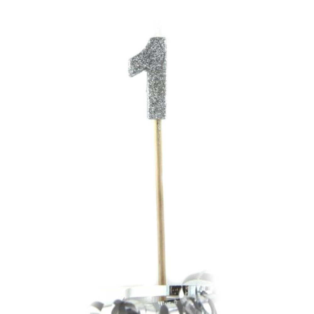 Alpen Glitter Long Stick Candle (Silver)