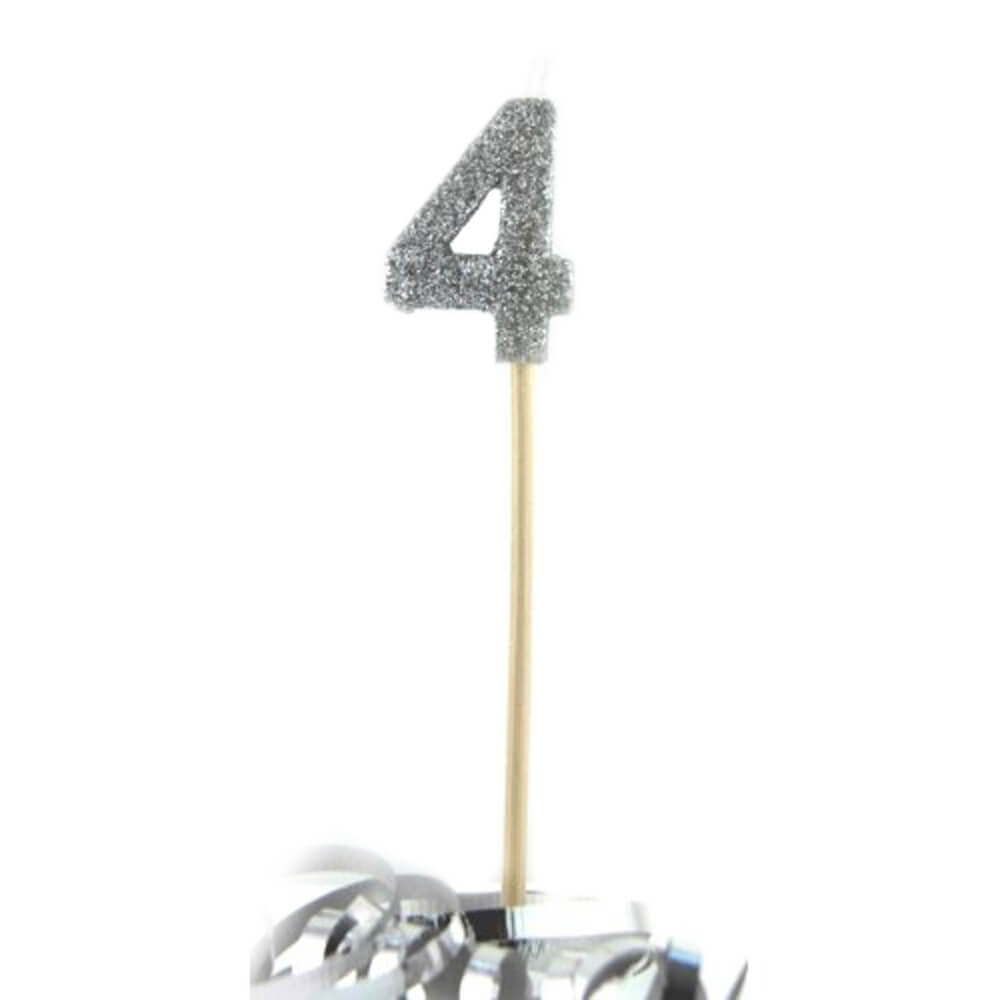 Alpen Glitter Long Stick Candle (zilver)