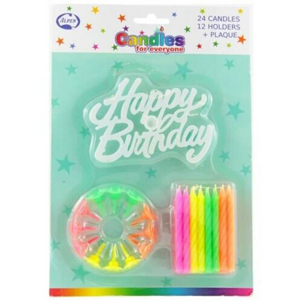 Alpen Birthday Candles with Holders (24pk)