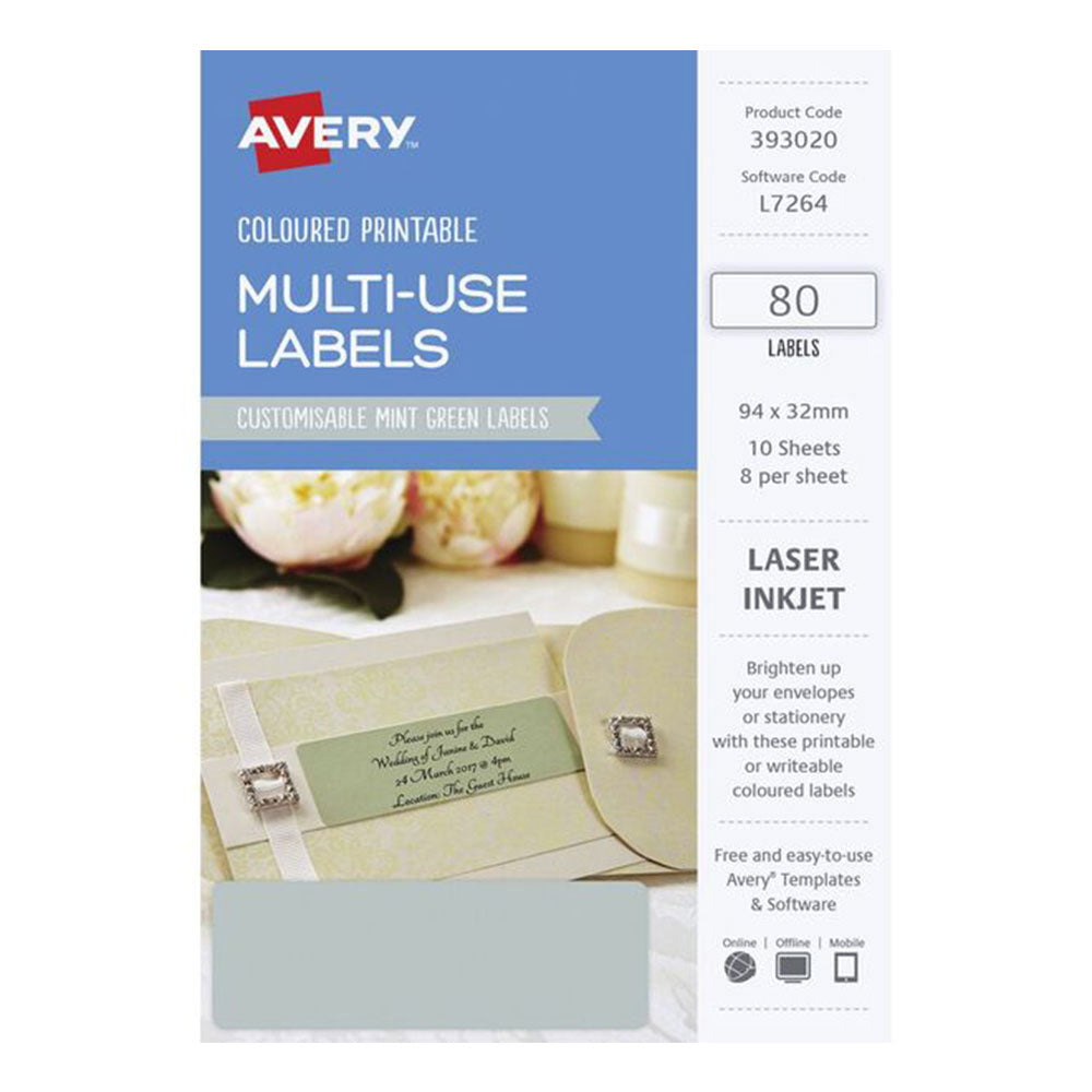 Avery rektangulær lasermærke 80stk (94x32mm)