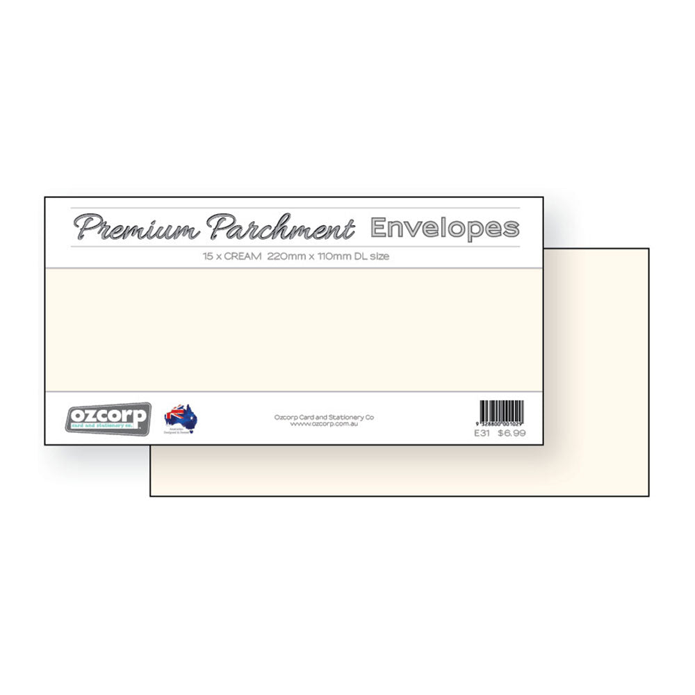 Ozcorp DL Premium Pergment Envelope 15pcs (22x11cm)