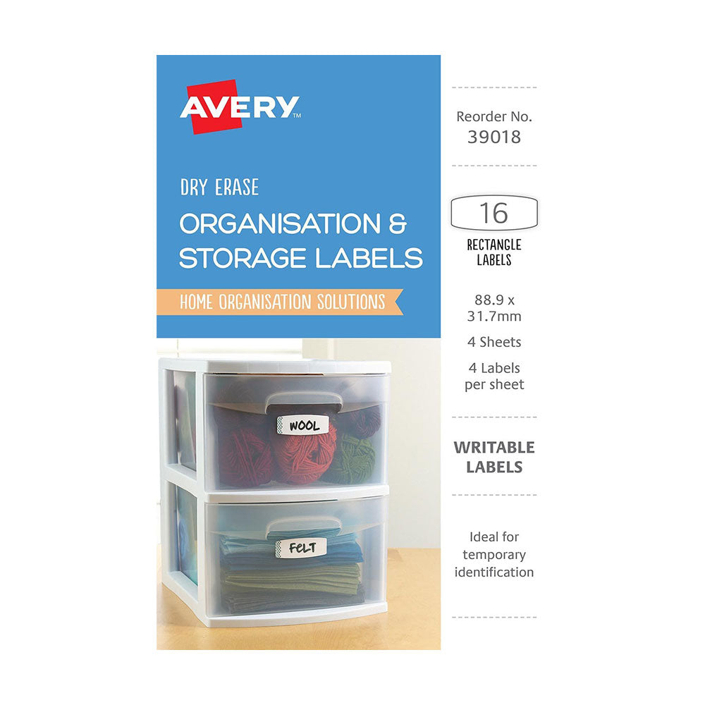 Avery Erase Organisera etiketter 16st (89x32mm)