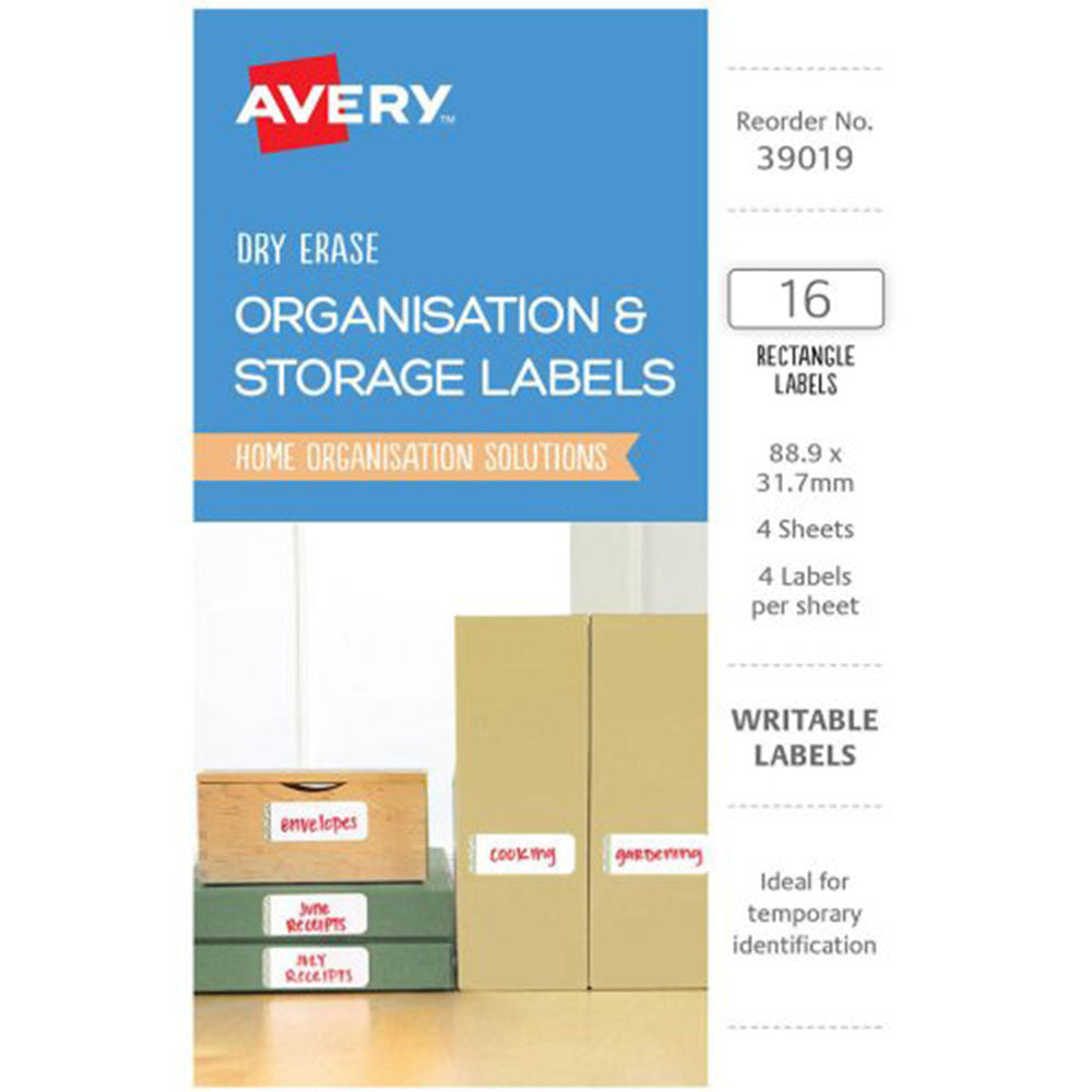 Avery Erase Organice Etiquetas 16pcs (89x32 mm)