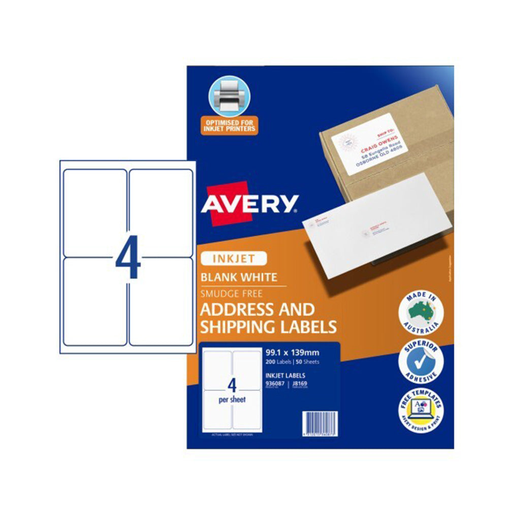 Etichetta Avery per stampante a getto d'inchiostro 50pcs