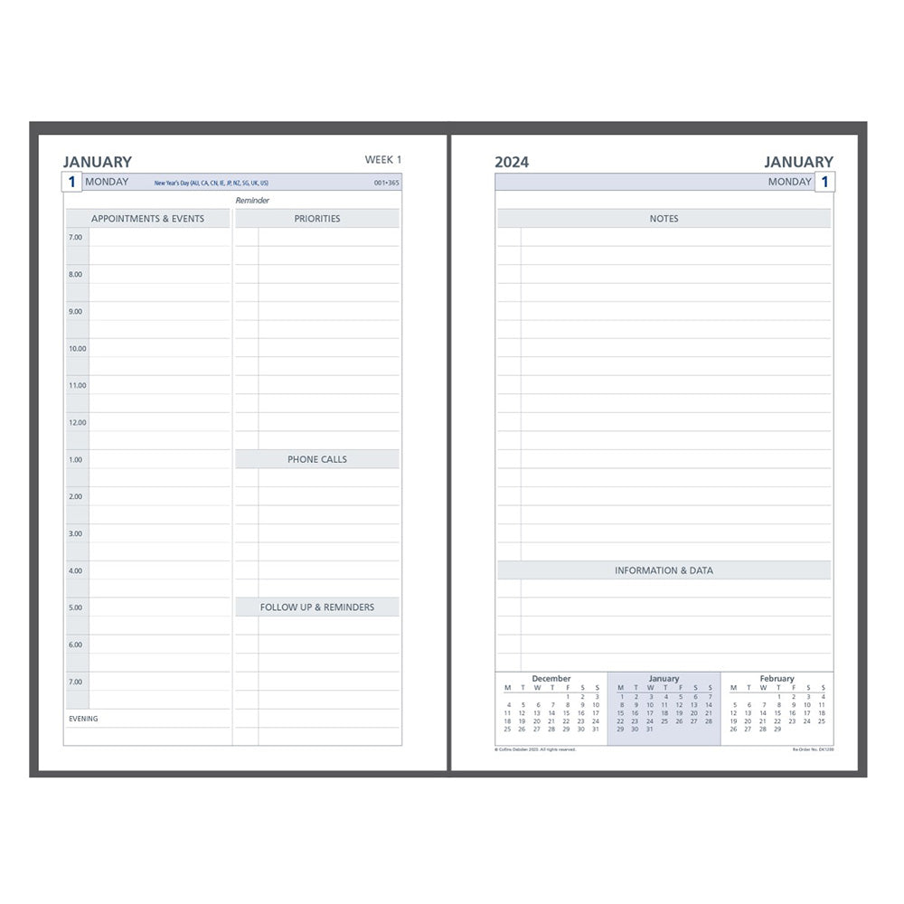 Collins Debden 7 Ring 2024 Kalender Dayplanner Refill