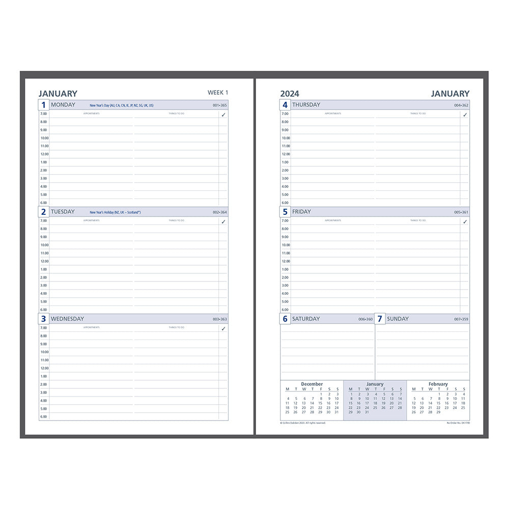 Collins Debden 7 Ring 2024 Calendar Dayplanner Recil