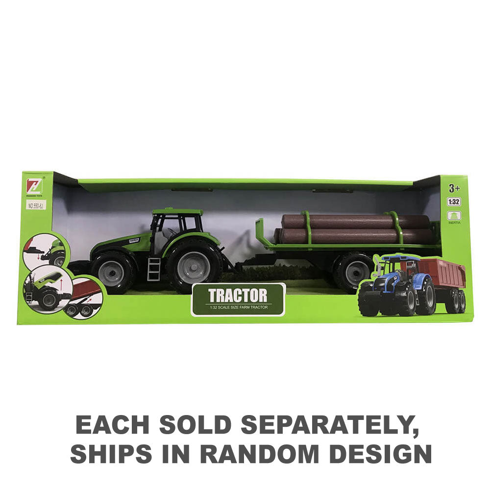 Friction Farm Toy Tractor med trailer