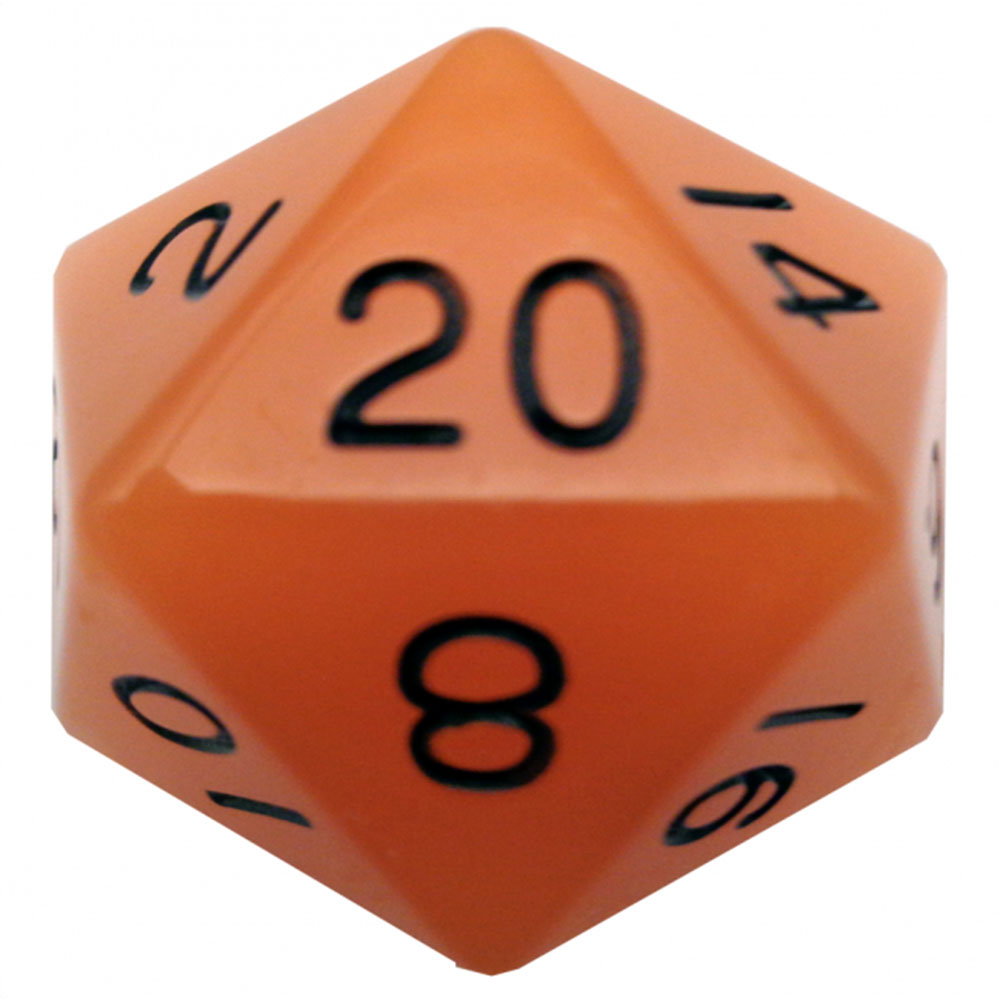 MDG Glow Mega Acrylic D20 Dice 35mm