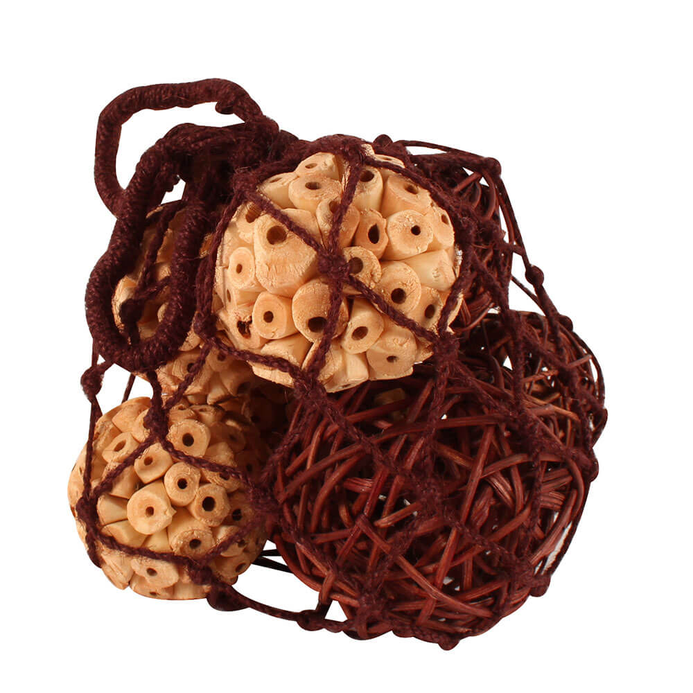 Boules mixtes en corde de jute 38 cm