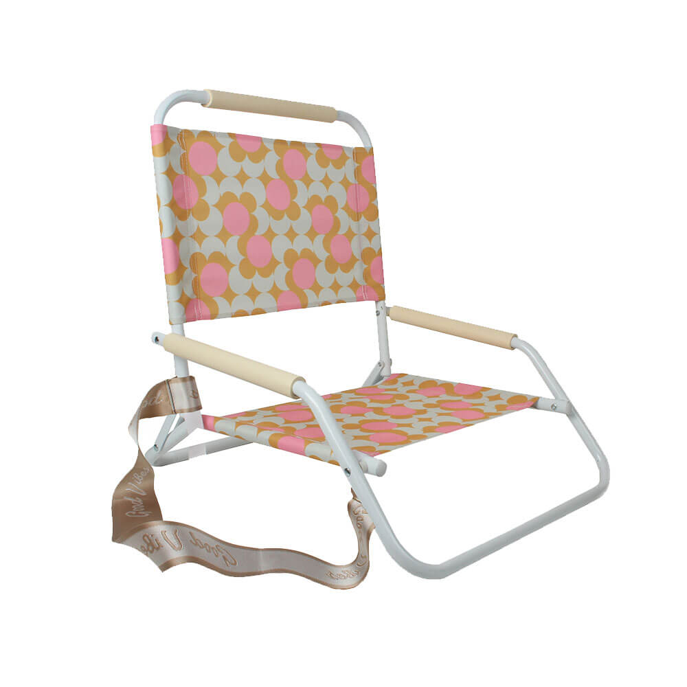 Chaise de plage pliable avec cadre blanc (60x58x50cm)