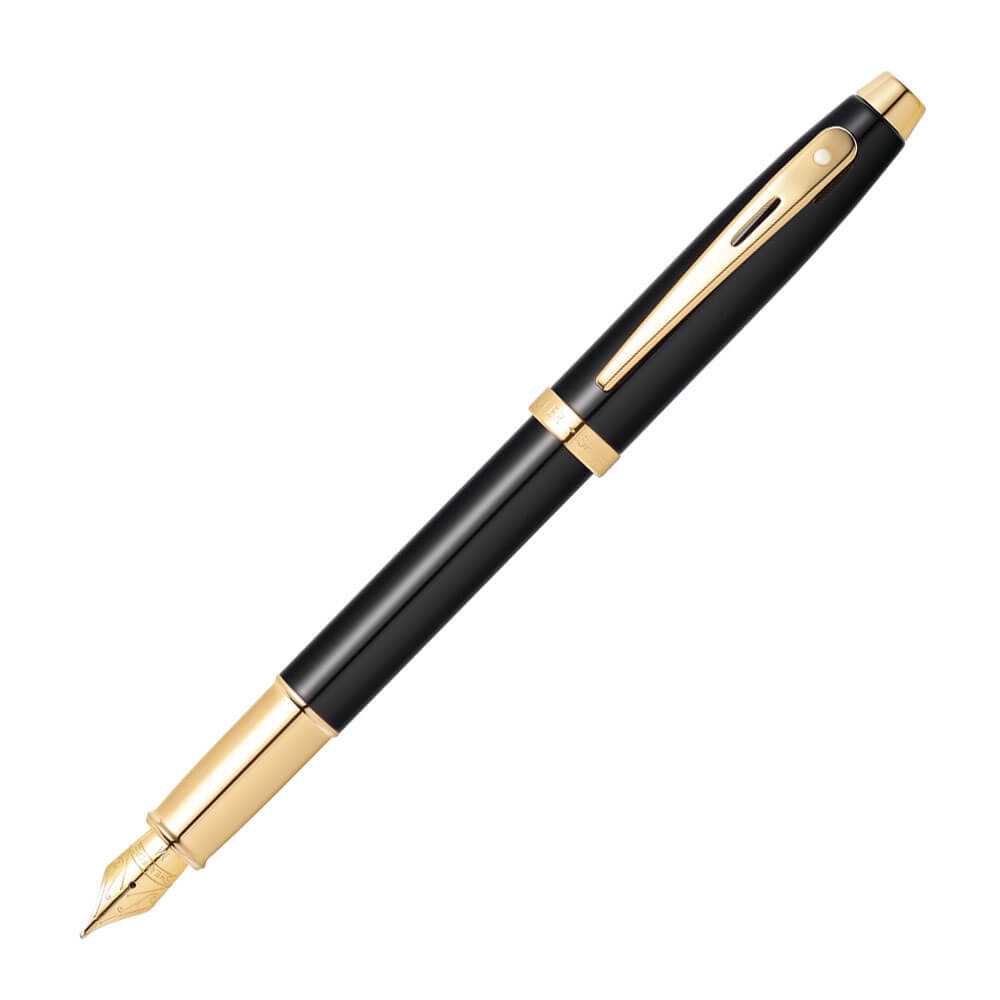 Sheaffer 100 Black Lacquer w/ Gold Fountain Pen