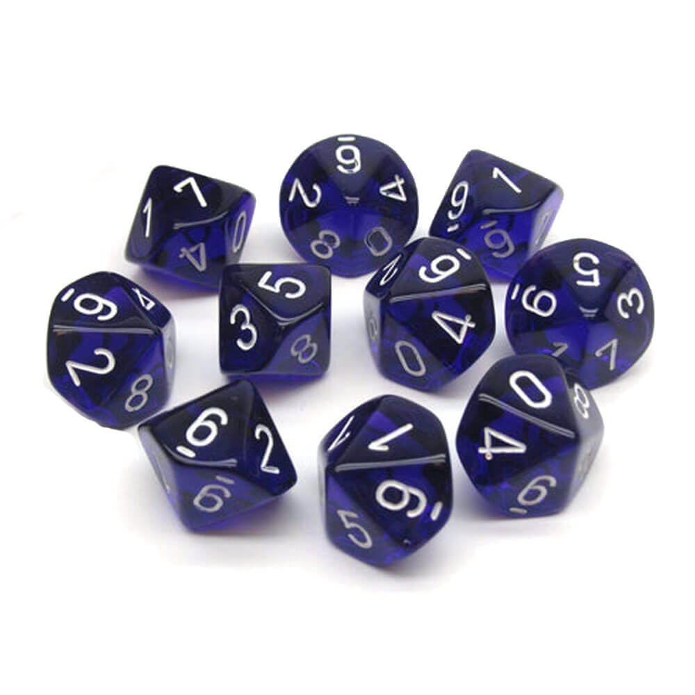 Conjunto translúcido poliédrico de 10 mortos de Chessex D10