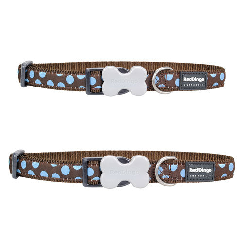 Dog Collar with Blue Spots on Brown