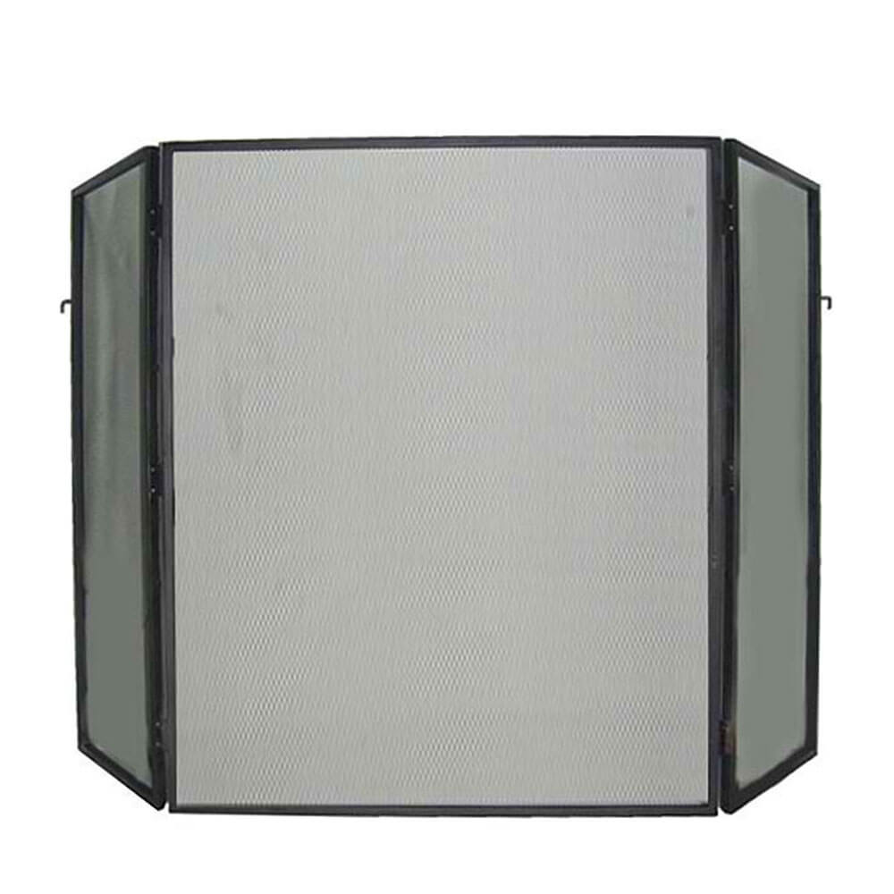 FireUp Heavy Duty 3 Fold Black Steel Fire Screen (79cm H)