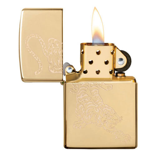 Zippo High Polish Brass Tiger Lighter