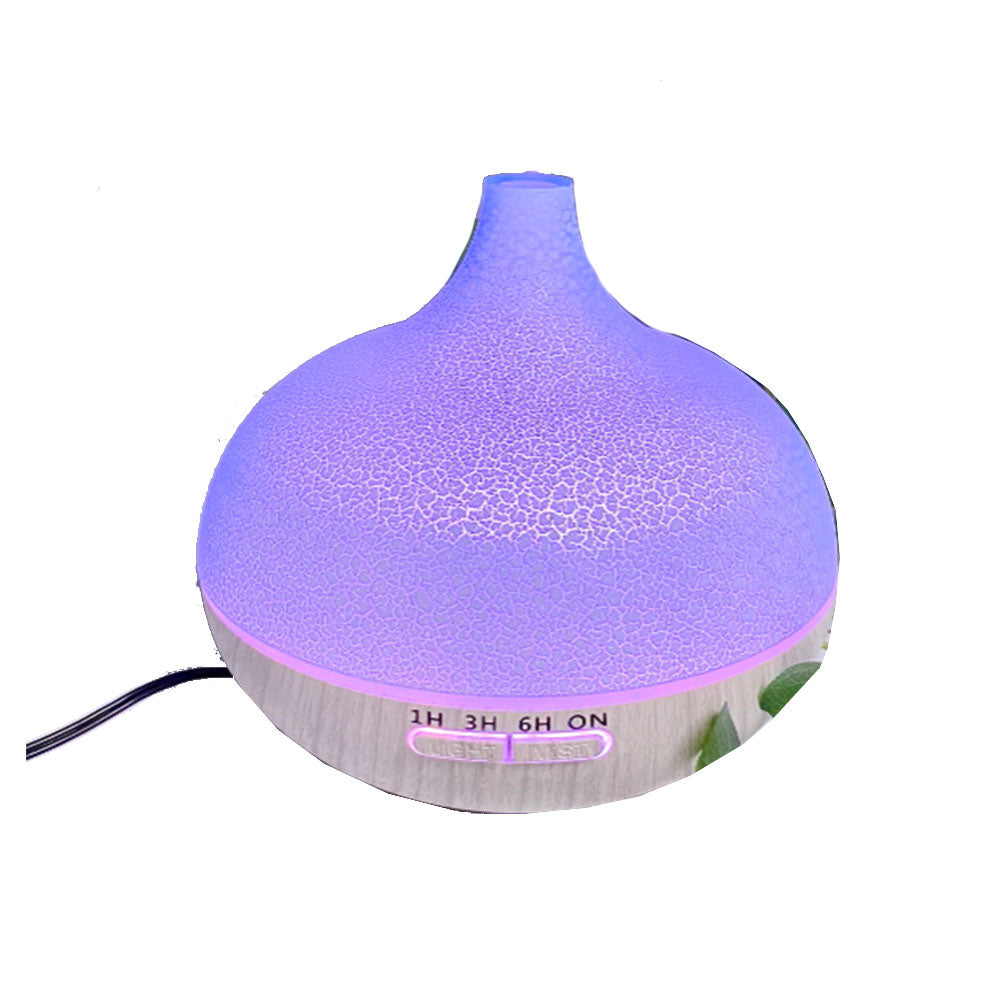 Woodbasis aroma diffuser met wit patroon top