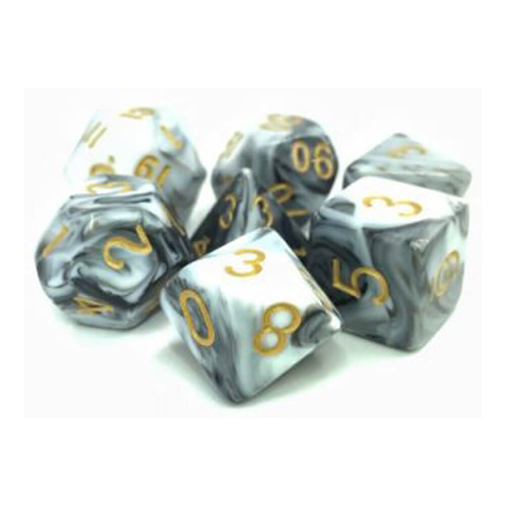 TMG Dice Smoky Silage White/Black Fusion (Set of 7)