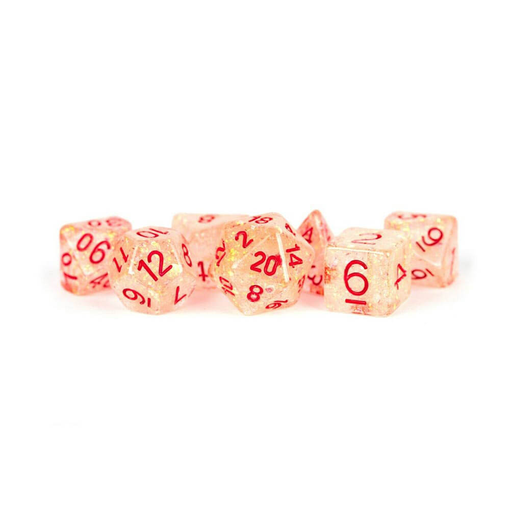 MDG RESIN FLASH DICE SET 16 mm poliédrico