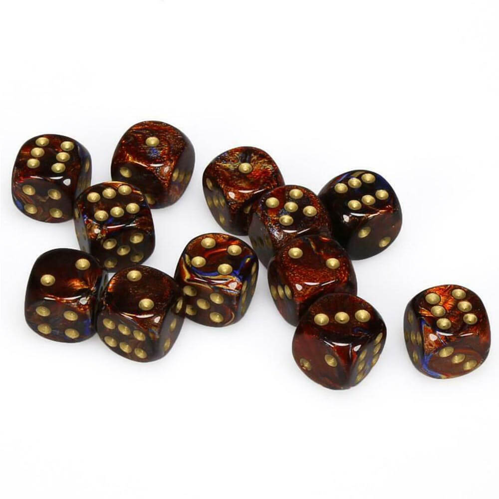 D6 DICE SCARAB 16mm (12 terninger)