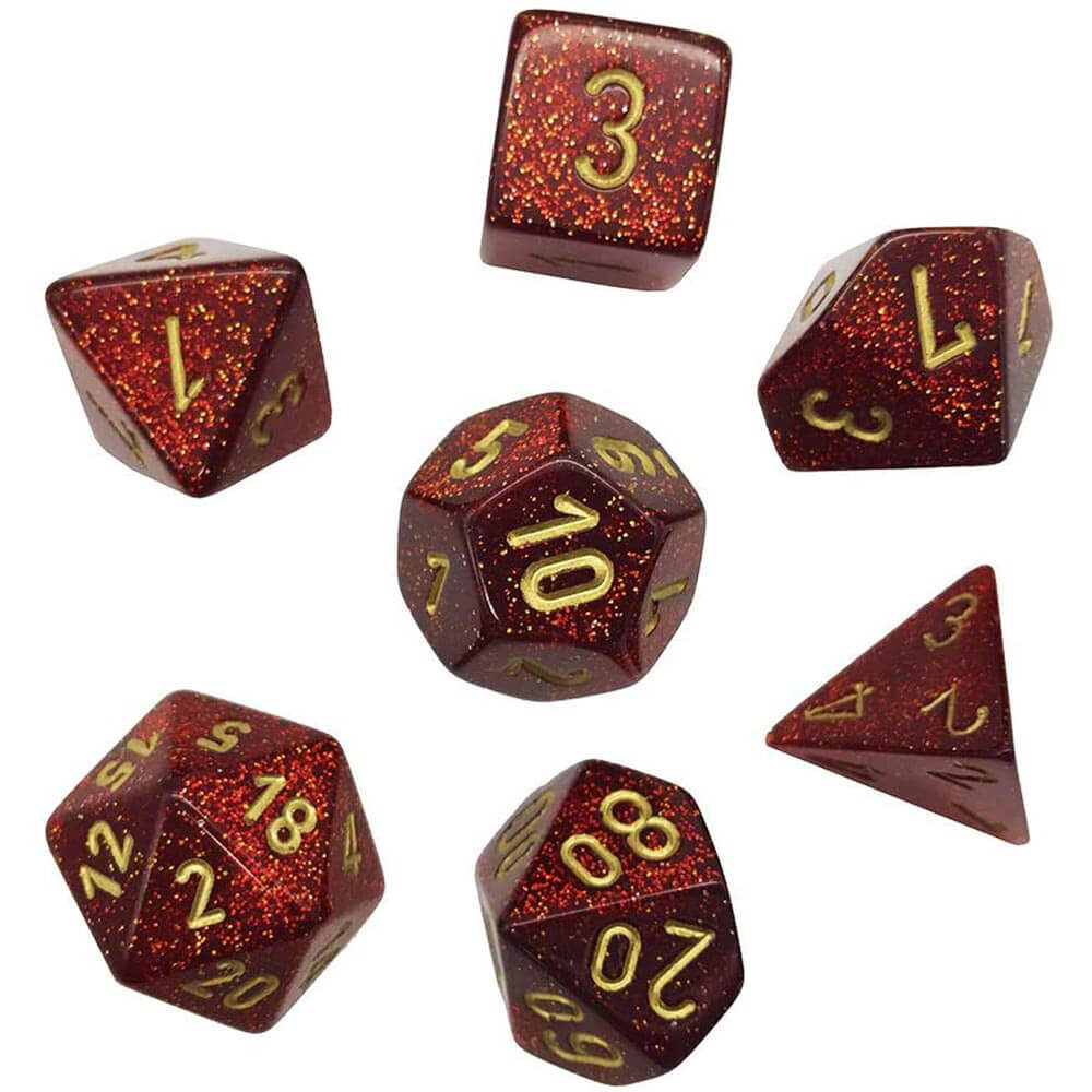 D7 die set terninger glitter polyhedral (7 terninger)