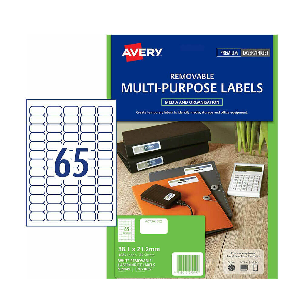 Avery Laser Dirección Etiqueta 25PK (65/hoja)