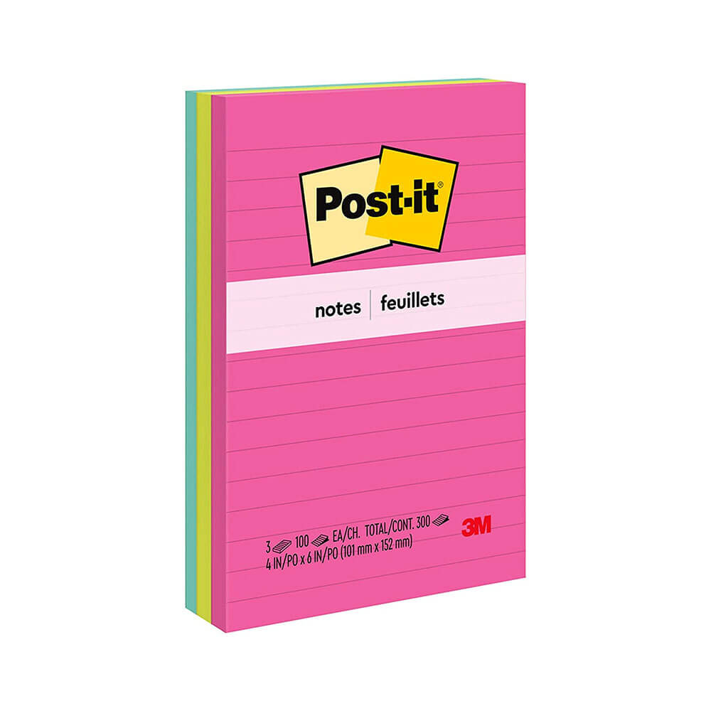 Post-it Notes 98x149mm Assortered (3PK)