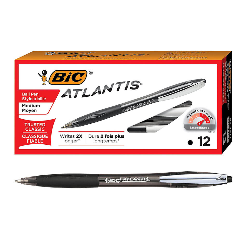 Bic Atlantis格納式ペンミディアムポイント（12pk）