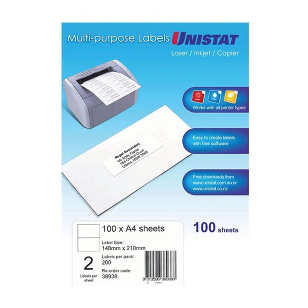 Unistat Laser/InkJet/Copiriety etykieta 100pk