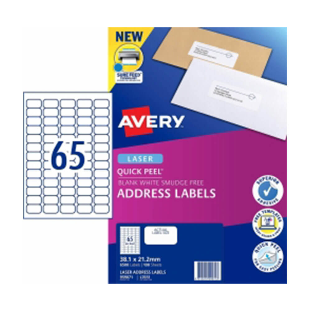 Avery laseradresse label White (100pk)