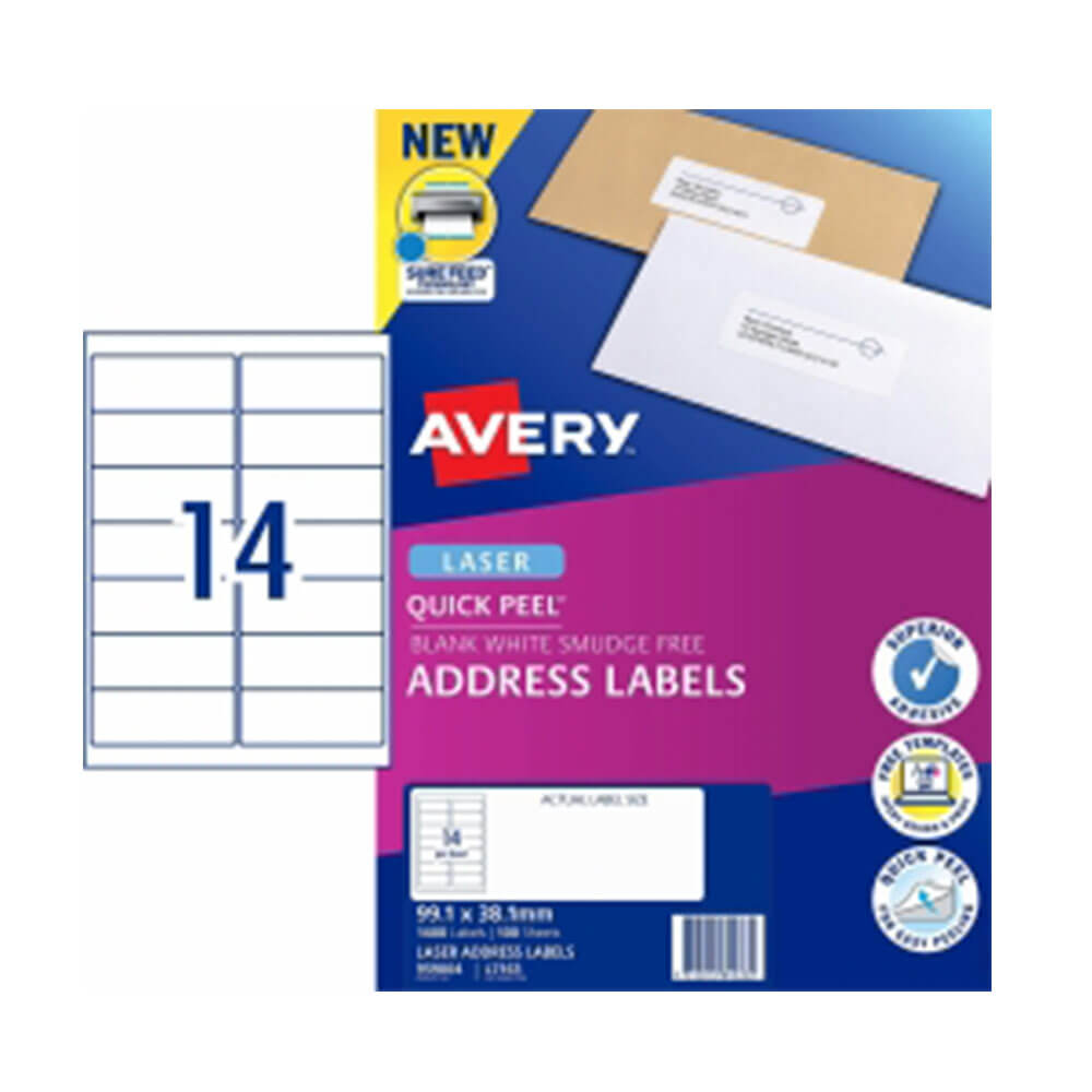 Etichetta dell'indirizzo laser Avery White (100pk)