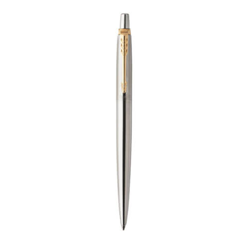 Parker Jotter Steel Gold Trim Ballpoint Pen