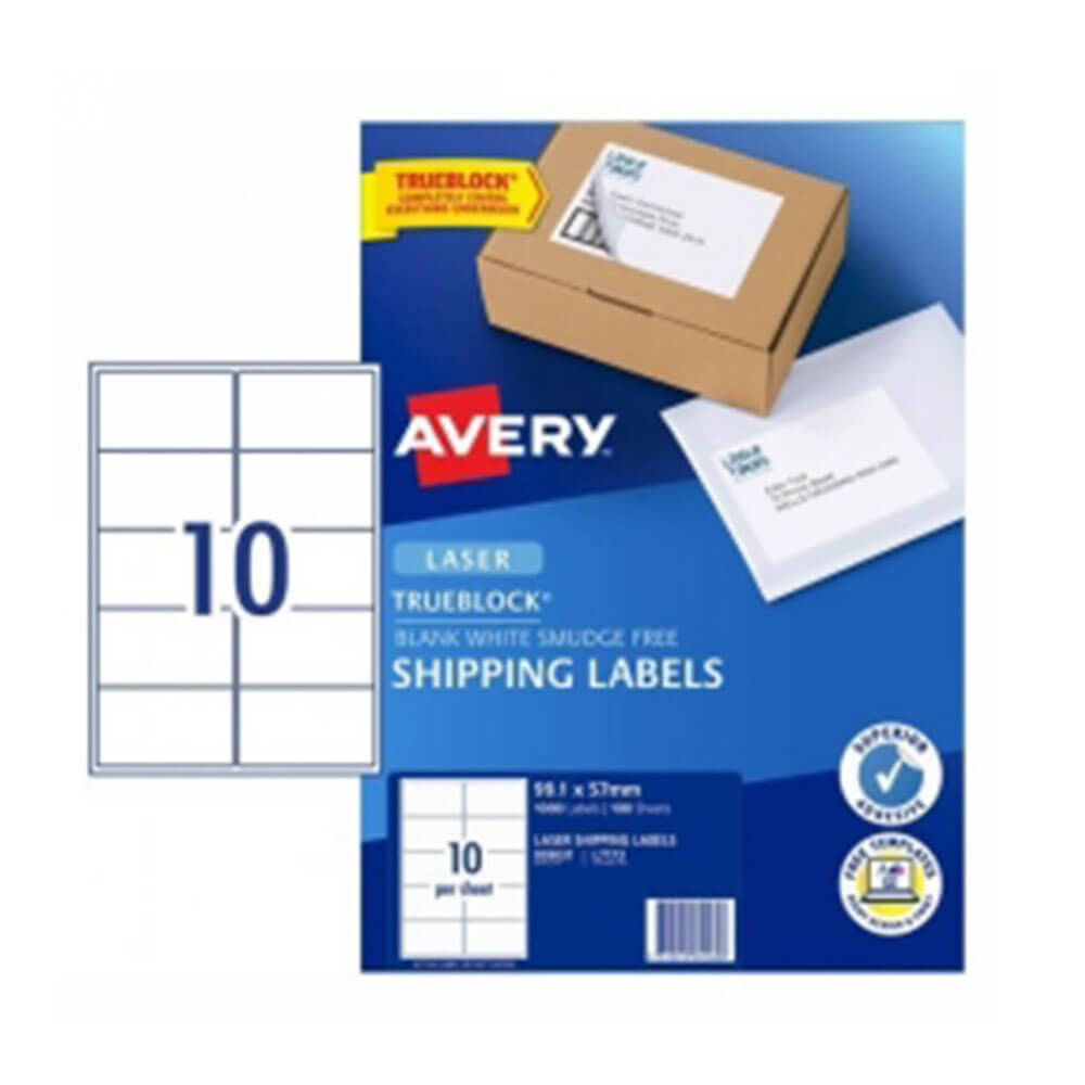 Étiquette d'expédition Avery Blanc 100pk