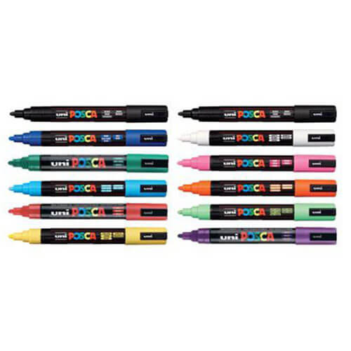 Uni Posca Bullet Tip Markers (12pk)