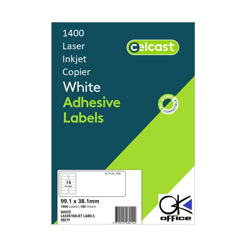 Celcast Laser/Inkjet Labels White (100pk)