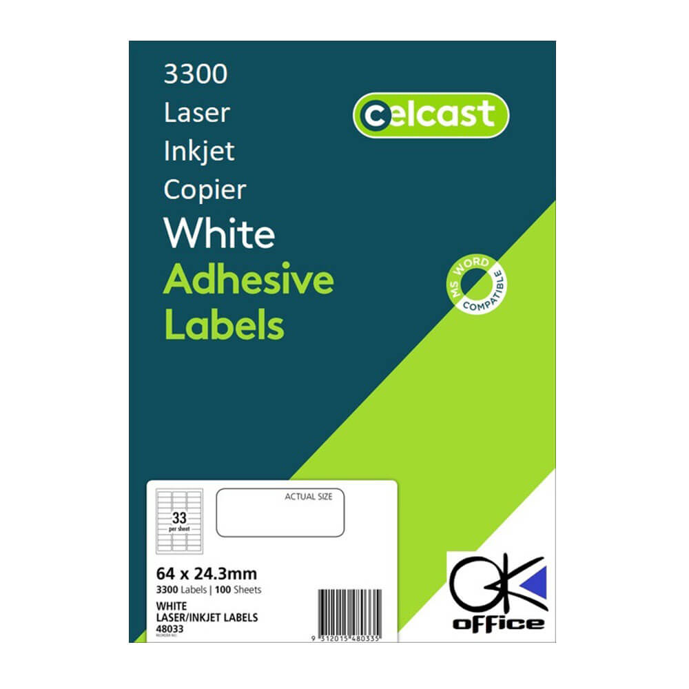 Étiquettes laser / jet de celcast White (100pk)