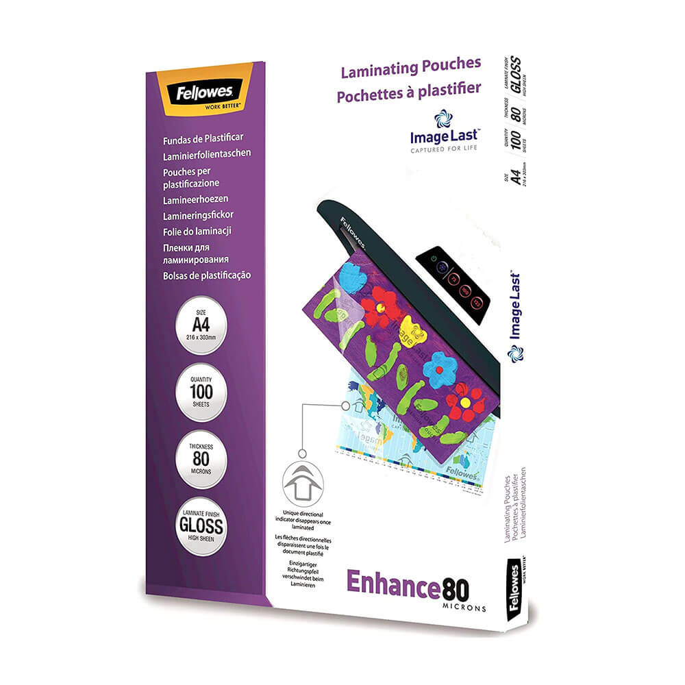 Fellowes Lamining Pouches 80 Micron A4 100pk