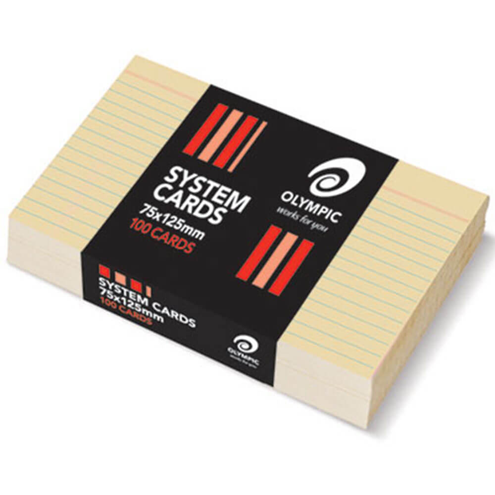 Olympic Ruled System Cards 75x125mm (100pk)