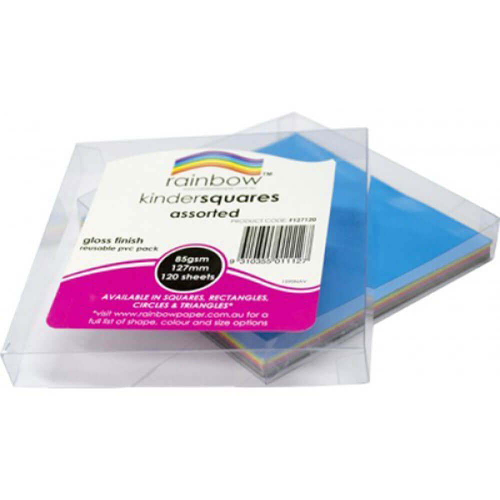 Rainbow Kinder Squares Craft Paper 120pk (blank)