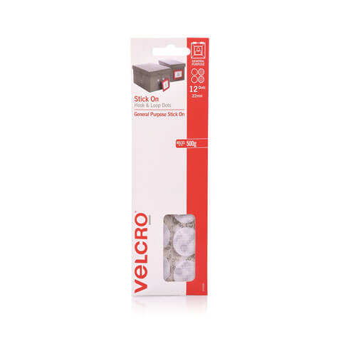 Velcro Stick On Hook & Loop Dots 22mm (12pk)