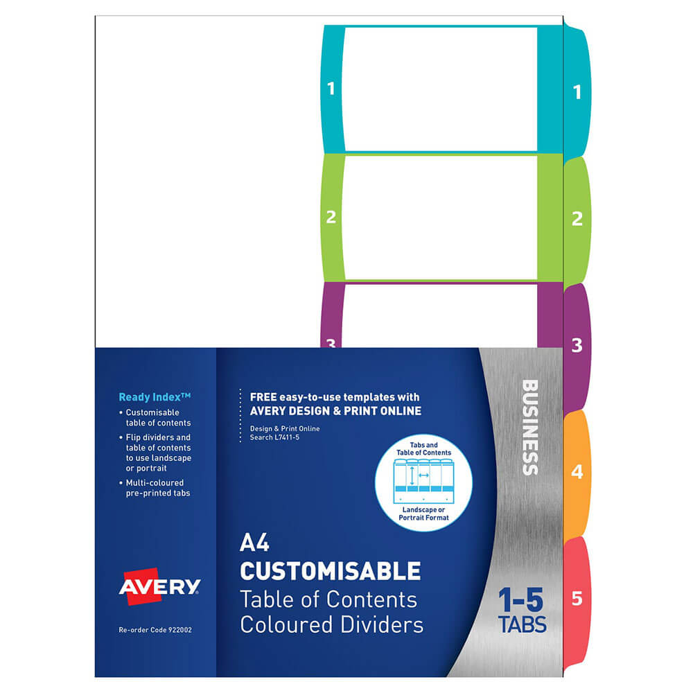 Avery Captable Ready Index Dividers (A4)