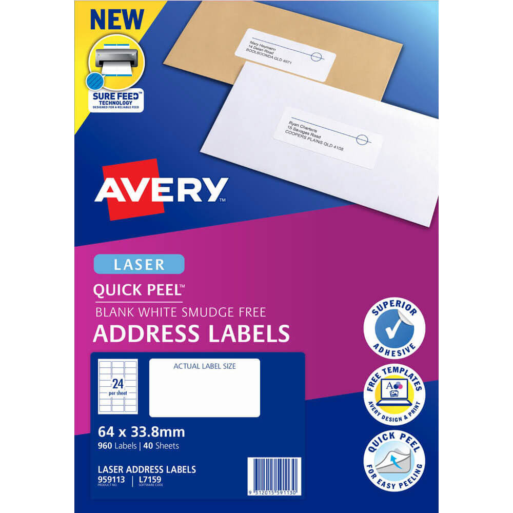 Etiquetas de dirección de cáscara rápida de Avery Laser