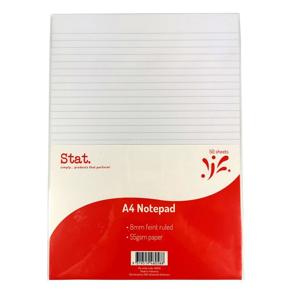 STAT -Notepad 8mm regierte 50 Blätter A4 (weiß)