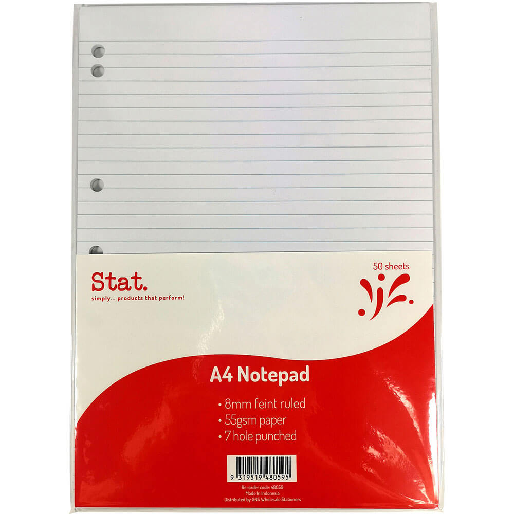 STAT -Notepad 8mm regierte 50 Blätter A4 (weiß)