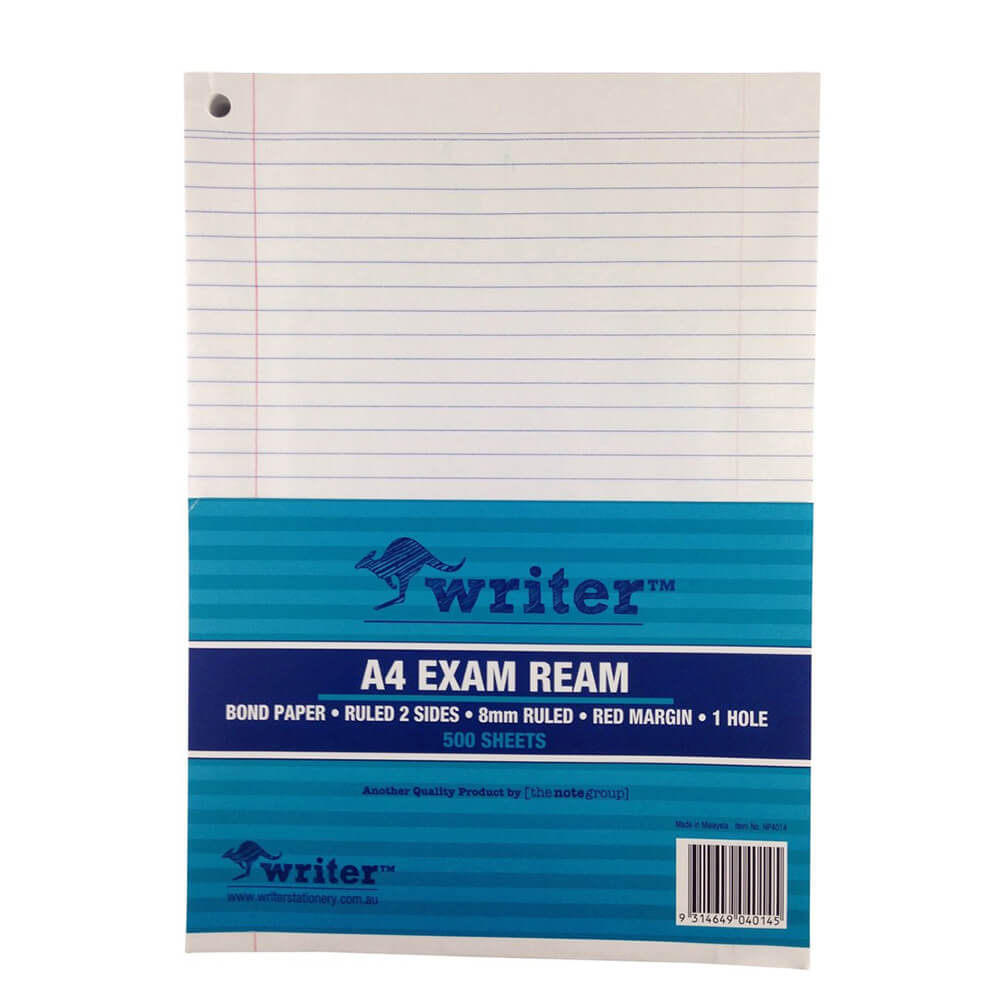 Escritor A4 8 mm Doce de examen gobernado con margen (55 gsm)