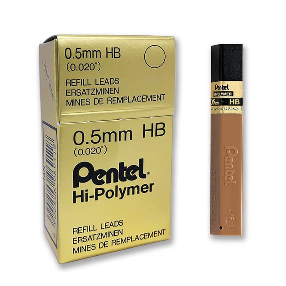 Recharge de plomb à Hi-polymère pentel 0,5 mm (boîte de 12)