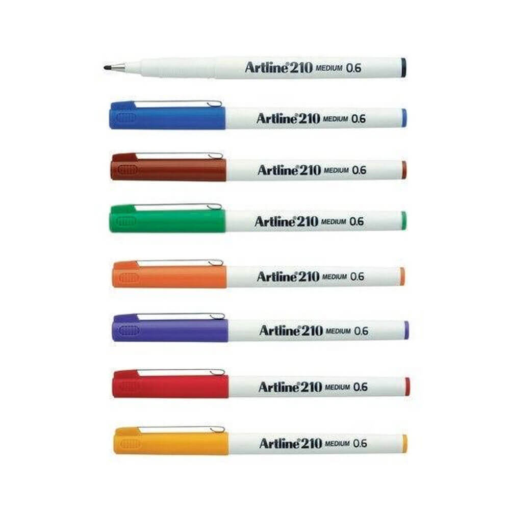 Artline Fineliner Pen medio de 0.6 mm (caja de 12)