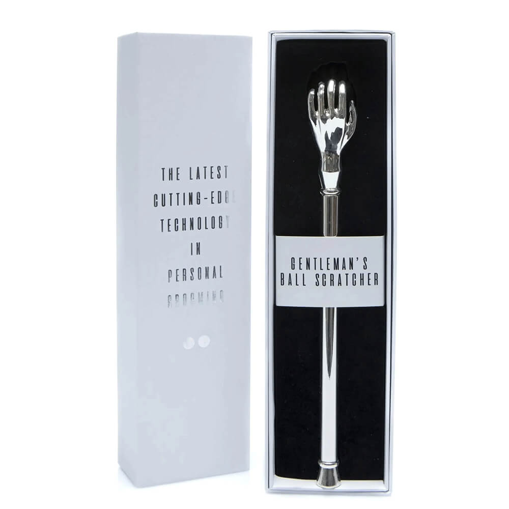 Gentlemans Silver Ball Scratcher with Elegant White Box Box